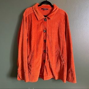 Burnt Orange Corduroy Pleated Button Down Jacket